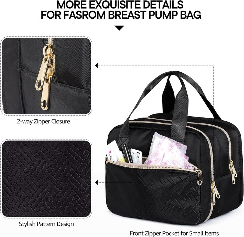 Fasrom Wearable Breast Pump Bag with Cooler and Ice Pack Compatible with Momcozy, Medela and Elvie Pumps, Insulated Pump Carrying Case to Hold Extra Pump Parts, Black (Patent Design) - Image 4